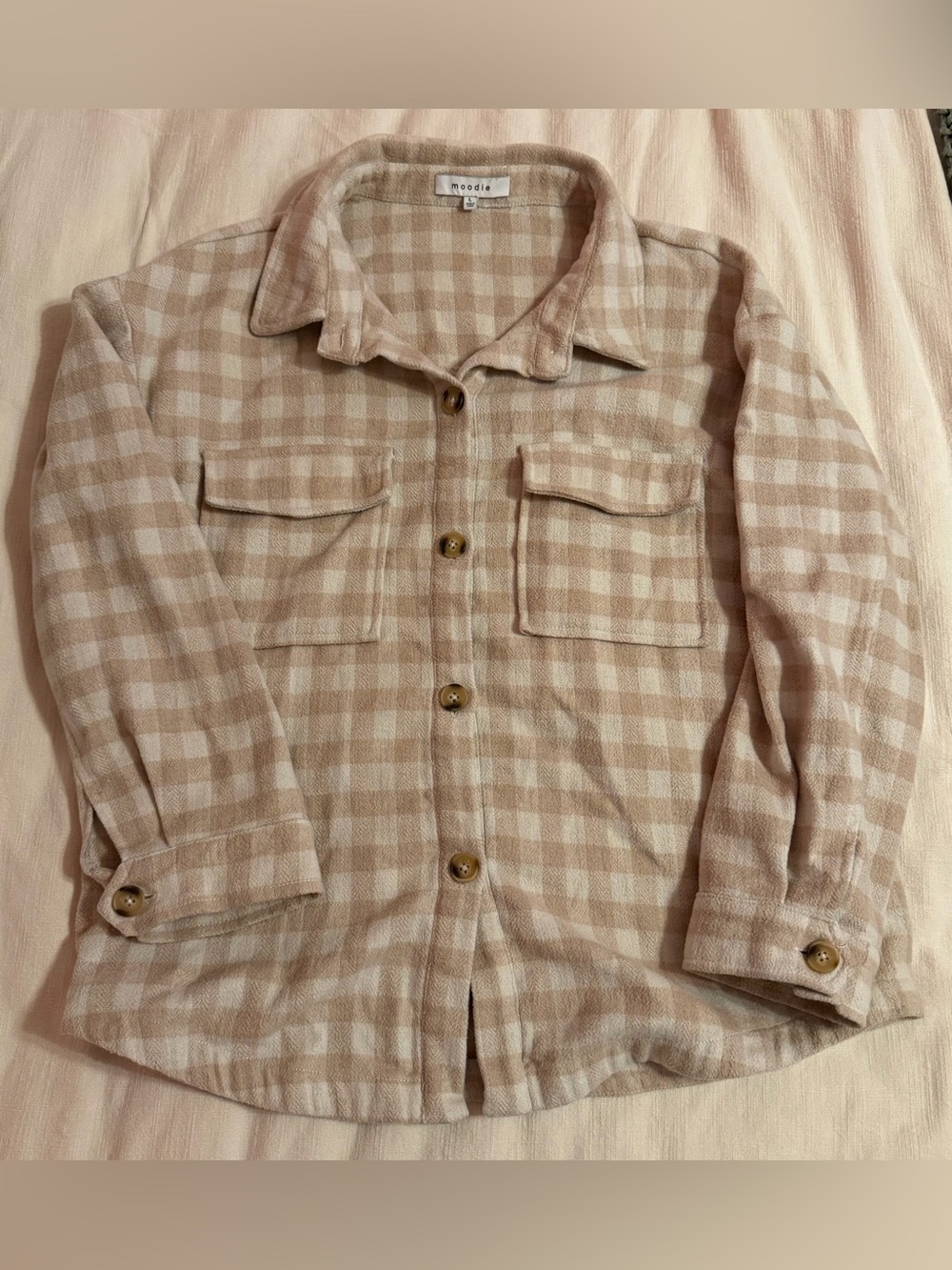 moodie Beige and Cream Check Flannel Shirt